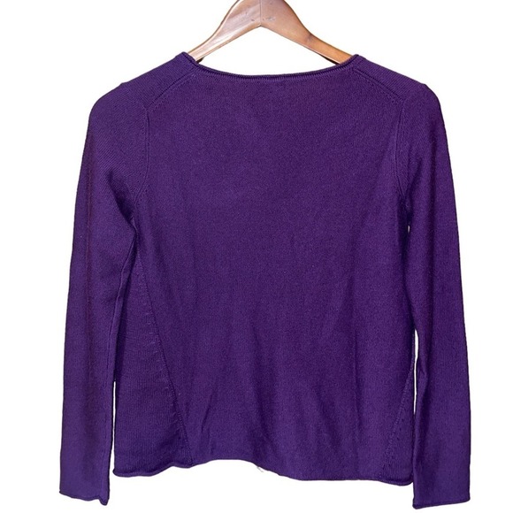 Eileen Fisher Merino Wool Plum Scoop Neck Sweater Blouse Size Small Petite - Picture 2 of 4